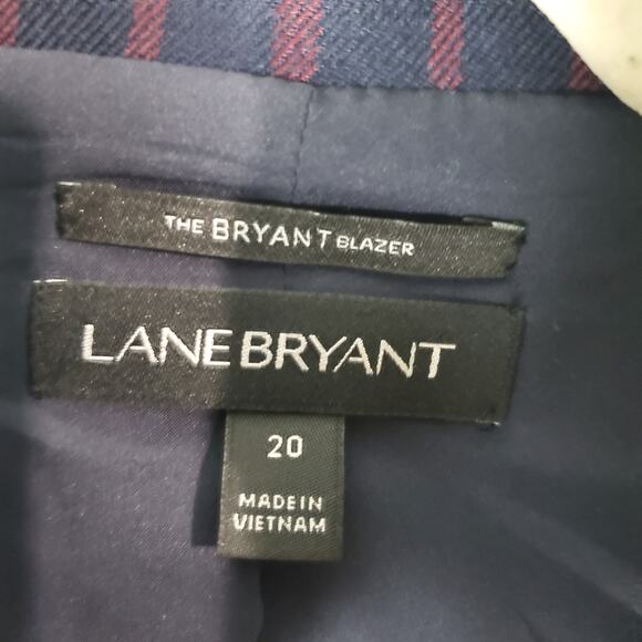 Lane Bryant Womens The Bryant Blazer Blue Plaid Red Workwear Career Size 20 - Picture 3 of 5